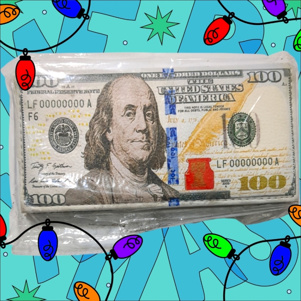 Women's New Fancy Novelty $100 Bill Clutch Wallet Great Christmas Gift Idea